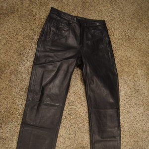 WOMENS DKNY BLACK LEATHER PANTS
